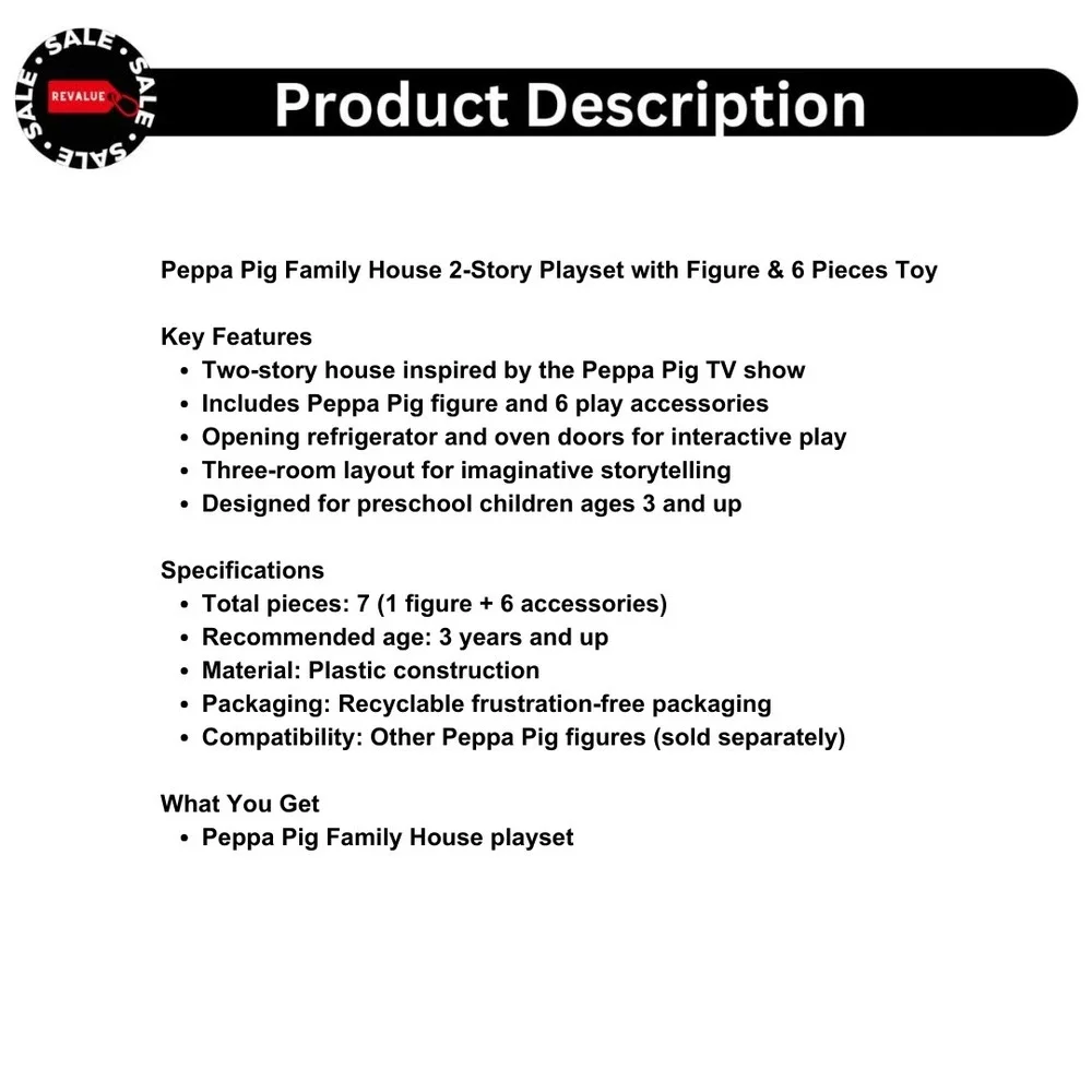 Peppa Pig Family‎ House 2-Story Playset with Figure & 6 Pieces Toy